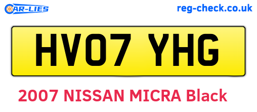 HV07YHG are the vehicle registration plates.