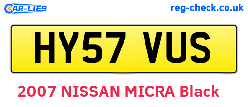 HY57VUS are the vehicle registration plates.