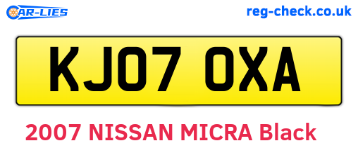 KJ07OXA are the vehicle registration plates.