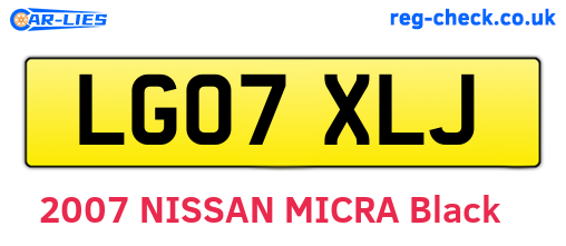 LG07XLJ are the vehicle registration plates.