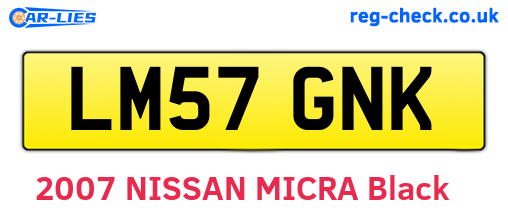 LM57GNK are the vehicle registration plates.