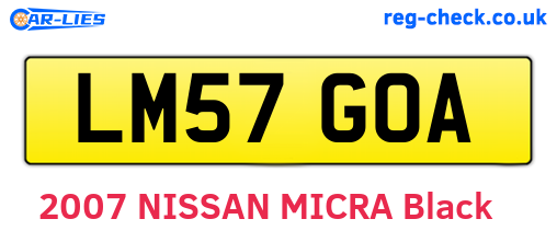 LM57GOA are the vehicle registration plates.
