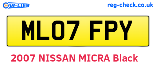 ML07FPY are the vehicle registration plates.
