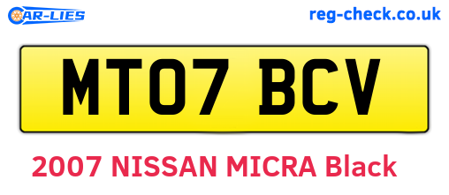 MT07BCV are the vehicle registration plates.