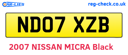ND07XZB are the vehicle registration plates.