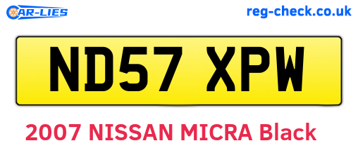 ND57XPW are the vehicle registration plates.