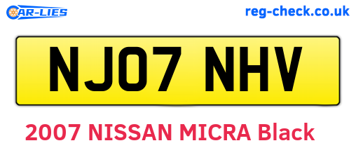 NJ07NHV are the vehicle registration plates.