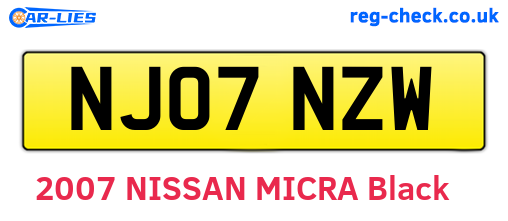 NJ07NZW are the vehicle registration plates.