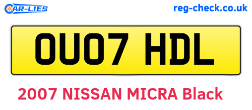 OU07HDL are the vehicle registration plates.