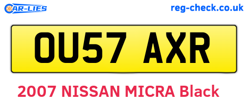 OU57AXR are the vehicle registration plates.