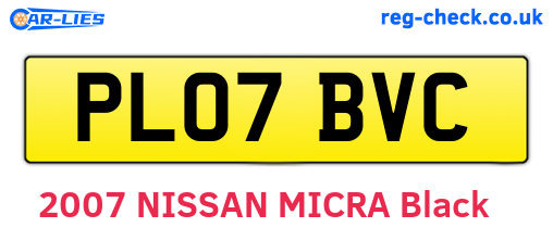 PL07BVC are the vehicle registration plates.