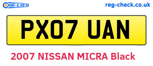 PX07UAN are the vehicle registration plates.