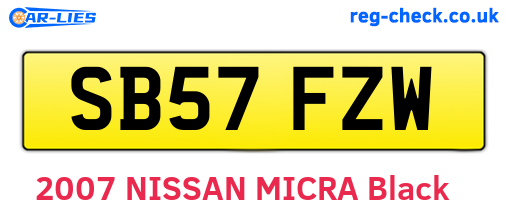 SB57FZW are the vehicle registration plates.
