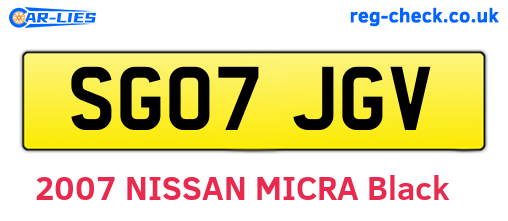 SG07JGV are the vehicle registration plates.