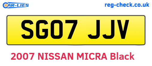 SG07JJV are the vehicle registration plates.