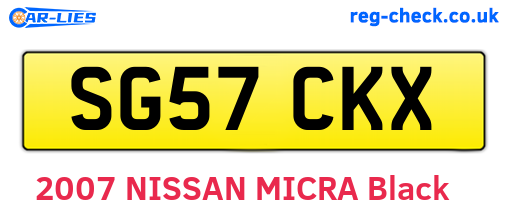 SG57CKX are the vehicle registration plates.