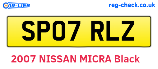 SP07RLZ are the vehicle registration plates.