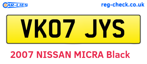 VK07JYS are the vehicle registration plates.