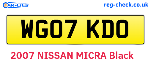WG07KDO are the vehicle registration plates.