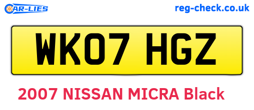 WK07HGZ are the vehicle registration plates.