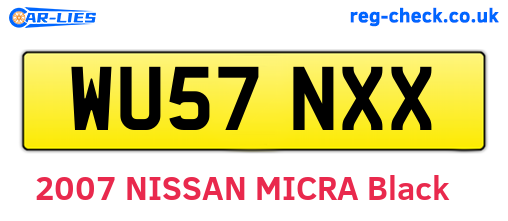 WU57NXX are the vehicle registration plates.