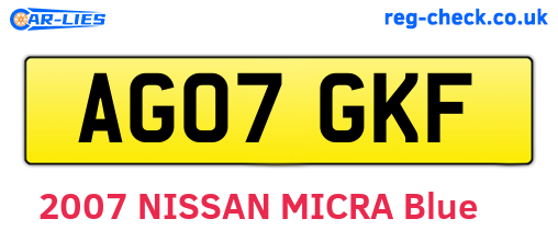 AG07GKF are the vehicle registration plates.