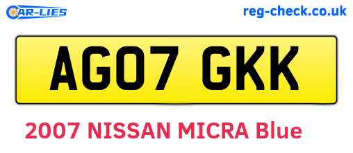 AG07GKK are the vehicle registration plates.