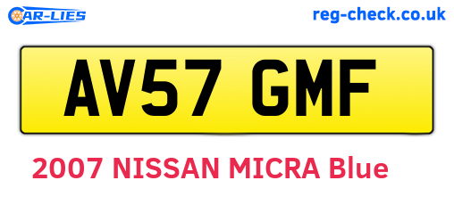 AV57GMF are the vehicle registration plates.