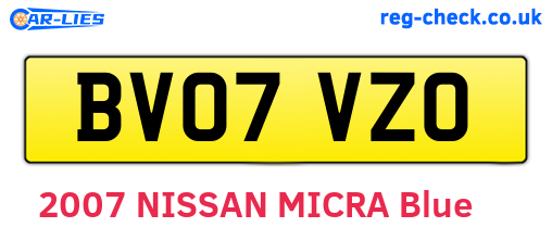 BV07VZO are the vehicle registration plates.
