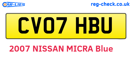CV07HBU are the vehicle registration plates.