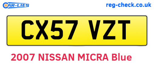 CX57VZT are the vehicle registration plates.