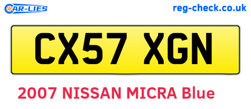 CX57XGN are the vehicle registration plates.