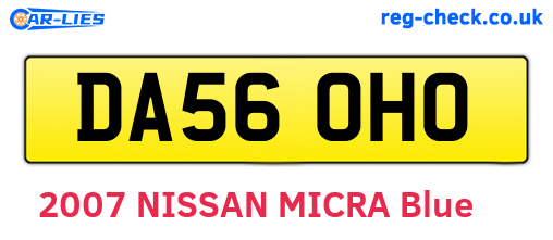 DA56OHO are the vehicle registration plates.