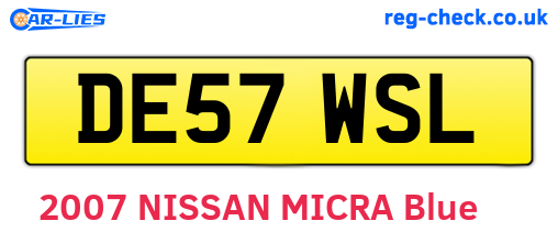 DE57WSL are the vehicle registration plates.