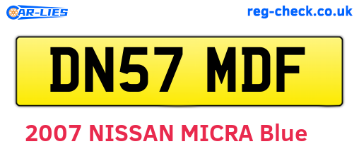 DN57MDF are the vehicle registration plates.