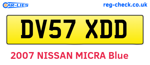 DV57XDD are the vehicle registration plates.
