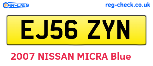 EJ56ZYN are the vehicle registration plates.