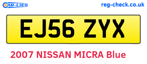 EJ56ZYX are the vehicle registration plates.