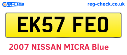 EK57FEO are the vehicle registration plates.