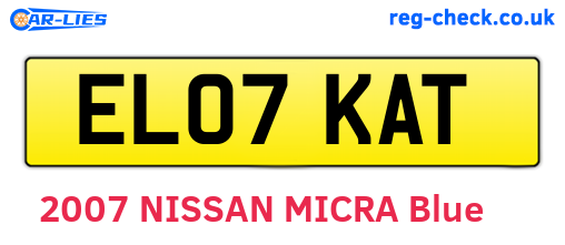 EL07KAT are the vehicle registration plates.