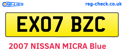 EX07BZC are the vehicle registration plates.