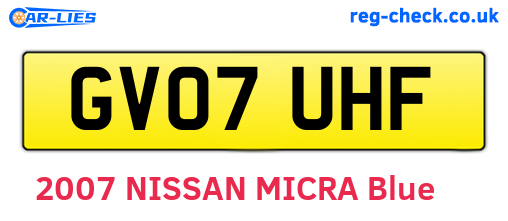 GV07UHF are the vehicle registration plates.