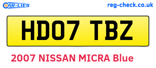 HD07TBZ are the vehicle registration plates.