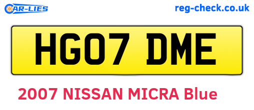 HG07DME are the vehicle registration plates.