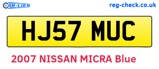 HJ57MUC are the vehicle registration plates.