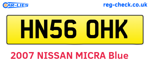 HN56OHK are the vehicle registration plates.