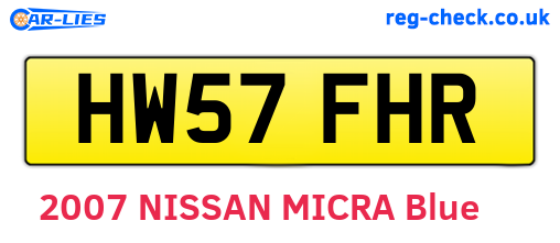 HW57FHR are the vehicle registration plates.