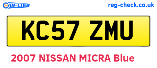 KC57ZMU are the vehicle registration plates.