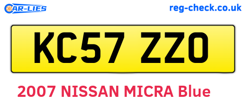 KC57ZZO are the vehicle registration plates.