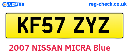KF57ZYZ are the vehicle registration plates.